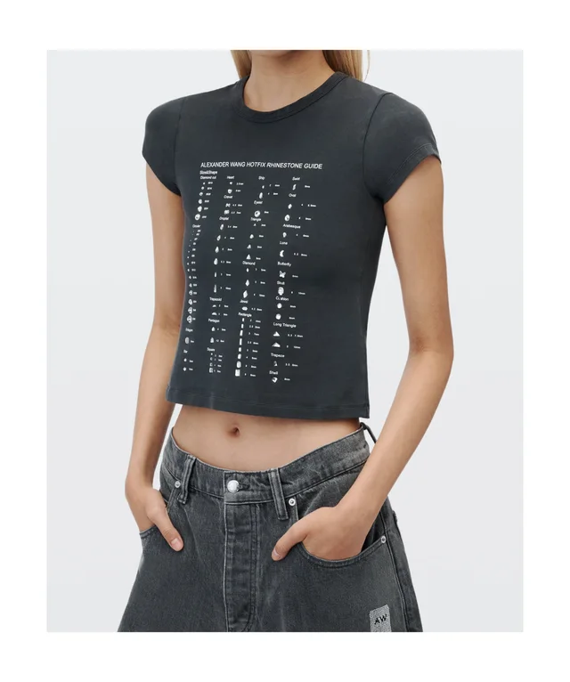 Alexander Wang Fitted Short-Sleeve T-Shirt with Crystal Embellishment, photo 3 of 5 from SENSER