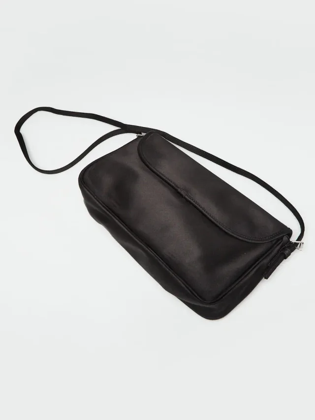 Balenciaga Black Satin Leopalda Pochette Bag in Black Satin from Yoogis, photo 3 of 10