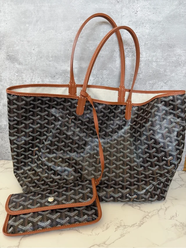 Goyard Brown/Tan Saint Louis Tote With Goyardine Pattern in black|brown|red Canvas from Poshmark, photo 2 of 5