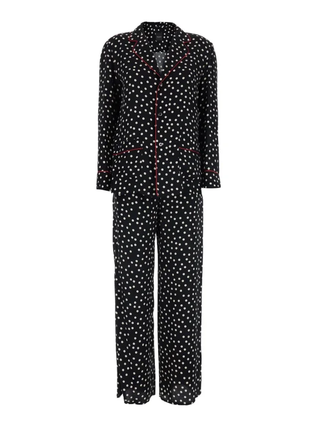 Leplain Black Pajama suit with Polka Dot Motif in Silk Blend Women in Black from Gaudenzi Boutique, photo 1 of 1