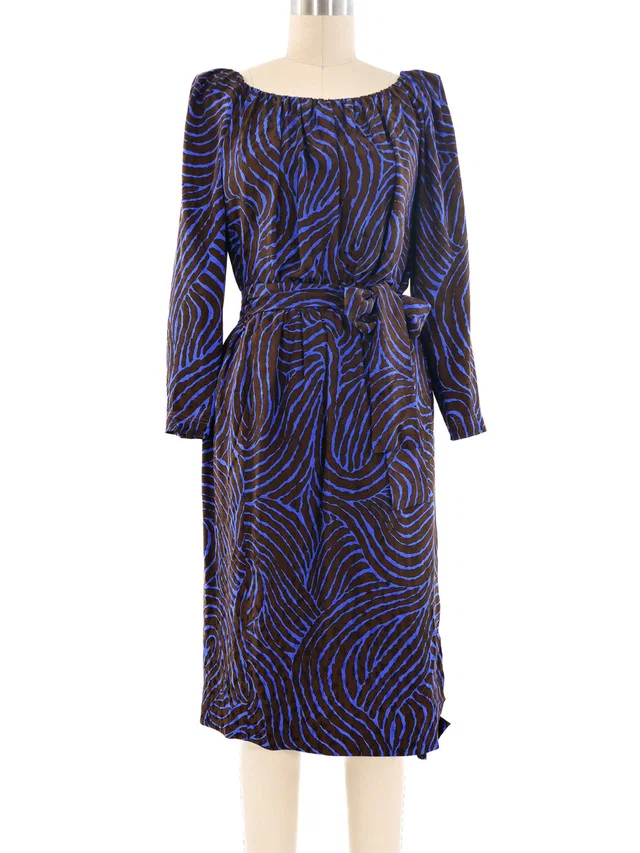 Saint Laurent Zebra Printed Silk Ensemble in Multicolor Silk from Arcade Vintage