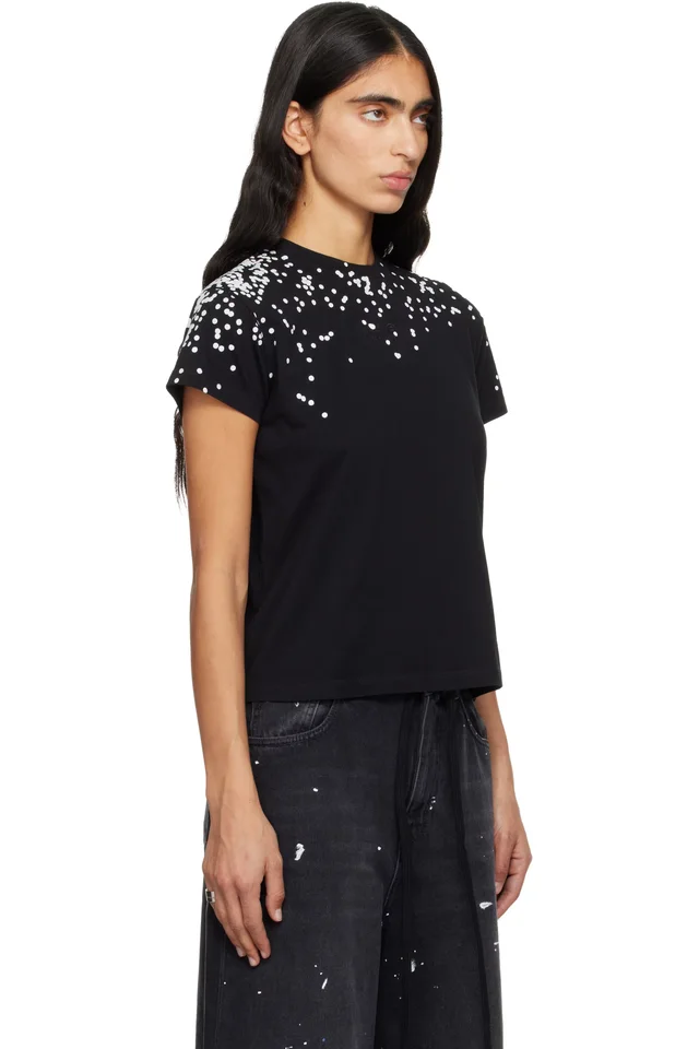 MM6 Maison Margiela Black Cotton Jersey T-shirt, photo 2 of 4 from SSENSE
