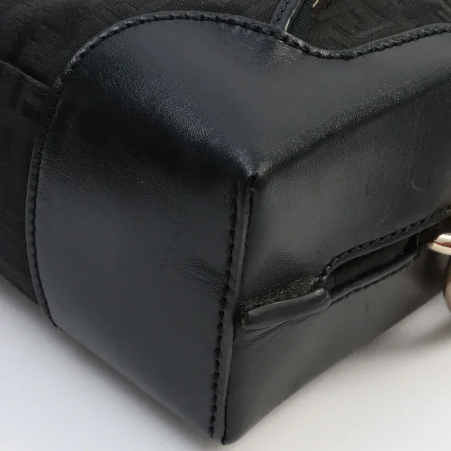 Fendi FF Zucchino Pattern Logo Charm 2-Way Bag Black in Black Nylon from VINTAGE QOO TOKYO, photo 9 of 12