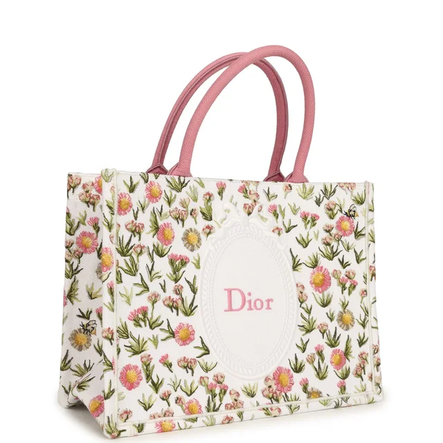 Dior Medium "Daisy Garden" Book Tote in White Canvas from Madison Avenue Couture, photo 2 of 2
