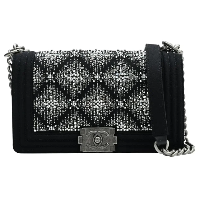 Chanel 2019年頃製 ビーズステッチボーイシャネルチェーンショルダーバッグ ブラック from VINTAGE QOO TOKYO