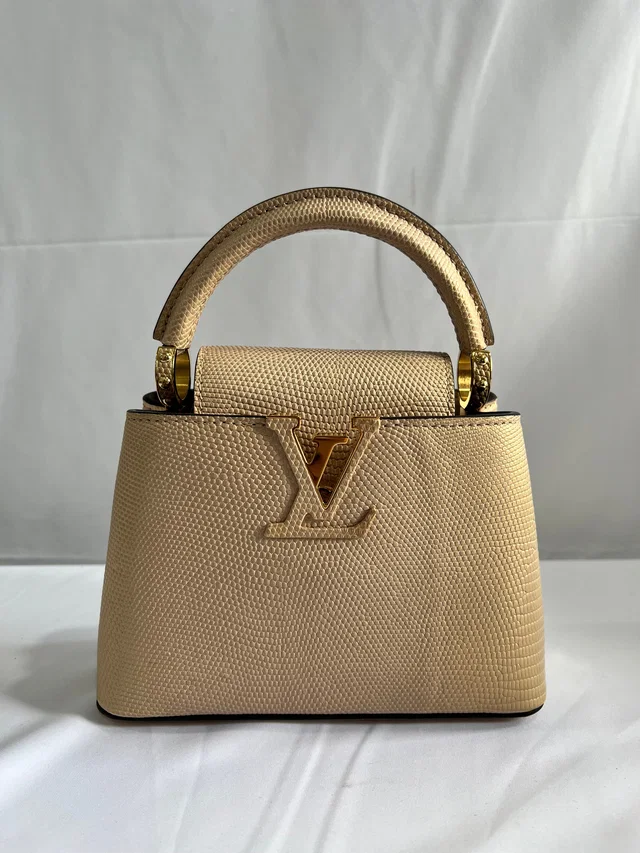 Louis Vuitton Light Pearly Gold Lizard Capucines Bag in Gold Lizard from Luxury Promise