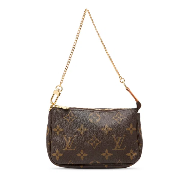 Brown Louis Vuitton Monogram Mini Pochette Accessoires Handbag in Brown Coated canvas from Designer Revival