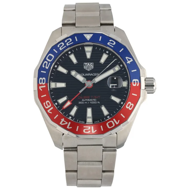 TAG Heuer Aquaracer GMT WAY201F 43mm Stainless Steel Watch from H&T