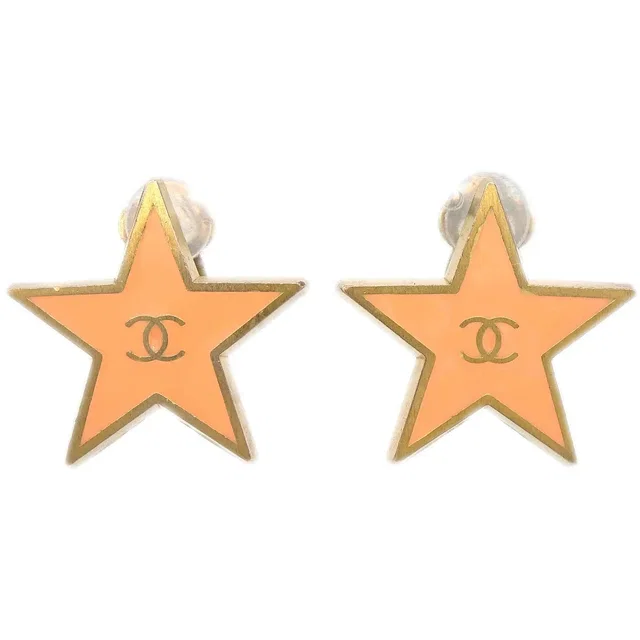 Chanel Star Earrings Clip-On Pink 01P in Pink from AMORE Vintage Tokyo