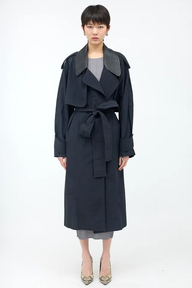 Ferragamo Crinkled Nylon Trench Coat in Nylon from VSP Consignment