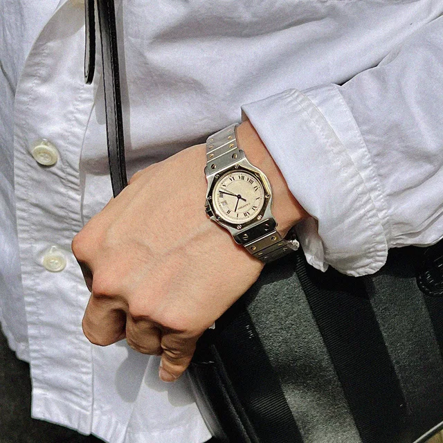 Cartier Santos Octagon LM W2001583 Quartz Ivory in White from VINTAGE QOO TOKYO
