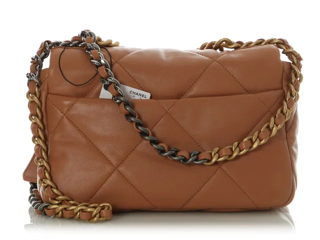 Chanel Medium Brown Quilted Lambskin 19 Flap in Brown Lambskin from Ann's Fabulous Finds, photo 5 of 10