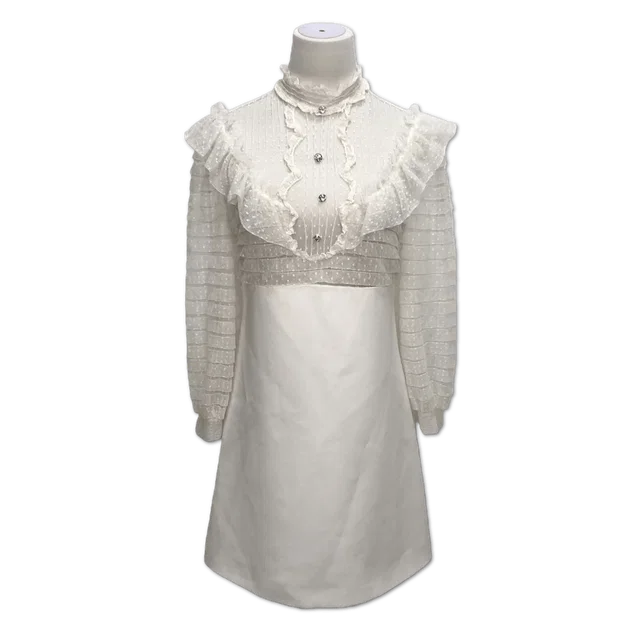 Miu Miu White Ruffled Point d'Esprit Mini Dress size 40 in White from Luxury Promise