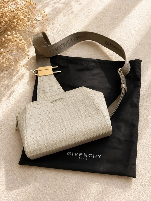 Givenchy Cream Logo Jacquard Crossbody Bag With Taupe Strap in Taupe from Poshmark