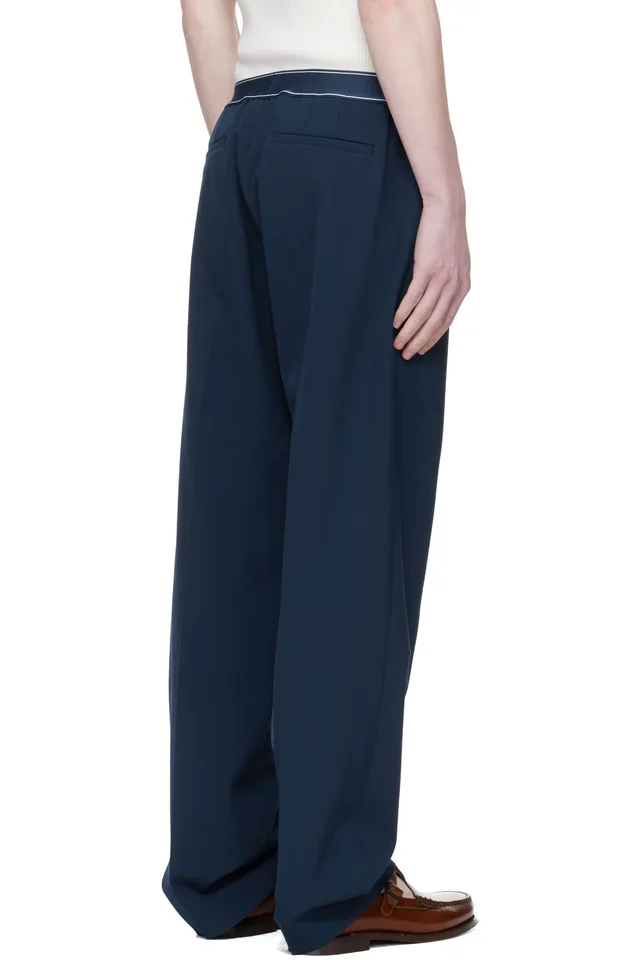 Casablanca Navy Wool Sports Trousers, photo 3 of 3 from SSENSE