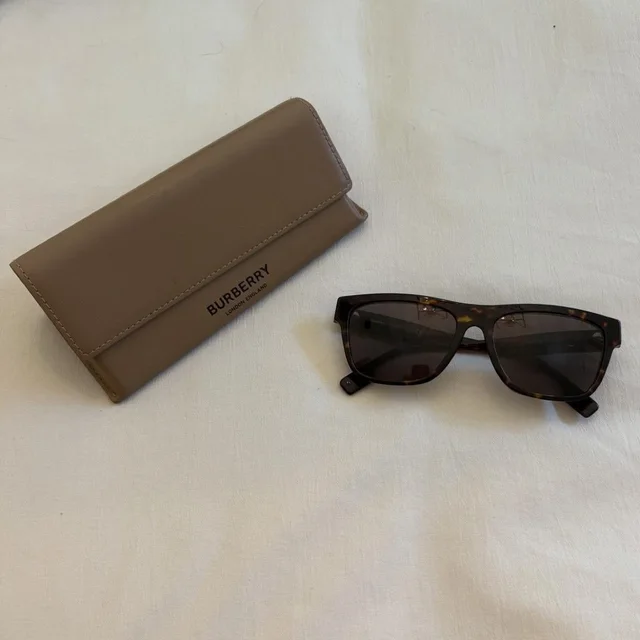 Burberry Women's Oversized Sunglasses - Brown/Black in red|brown|black from Depop, photo 1 of 1