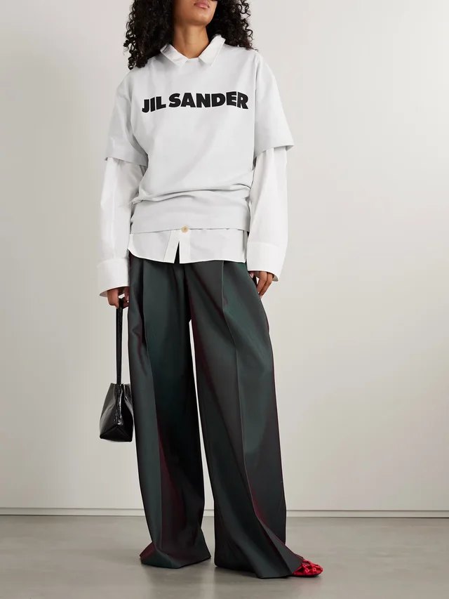 JIL SANDER Printed cotton-jersey T-shirt in Grey, photo 2 of 2 from NET-A-PORTER (Canada)