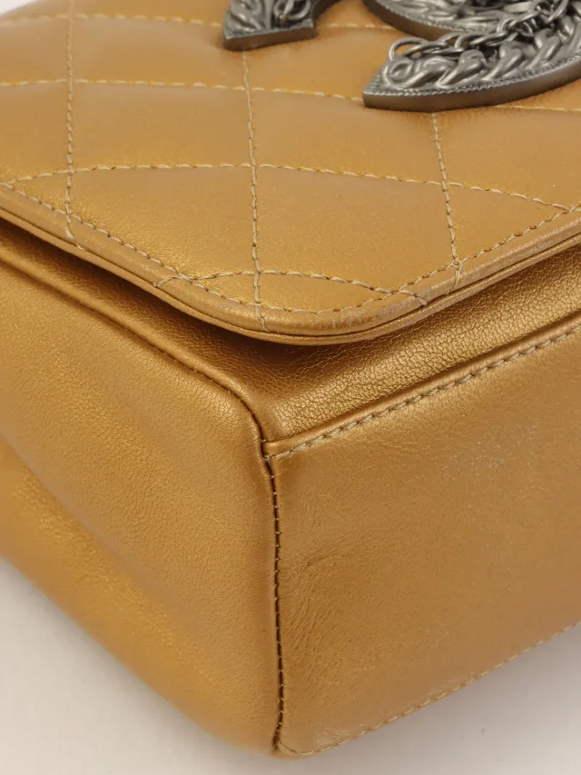 Chanel CC Mark Plate Chain Shoulder Bag, Gold, circa 2009 in Gold Leather from VINTAGE QOO TOKYO, photo 8 of 14