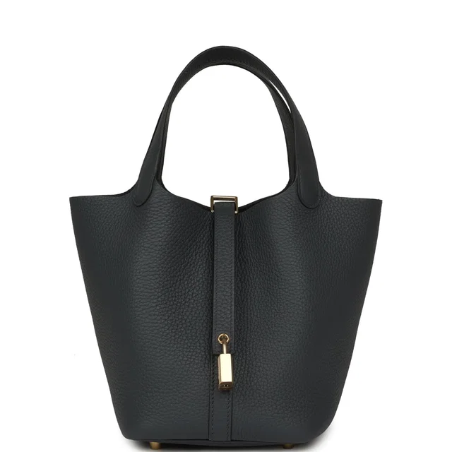 Hermès Picotin Lock 18 Gris Misty Clemence Permabrass Hardware in Grey Clemence leather from Madison Avenue Couture