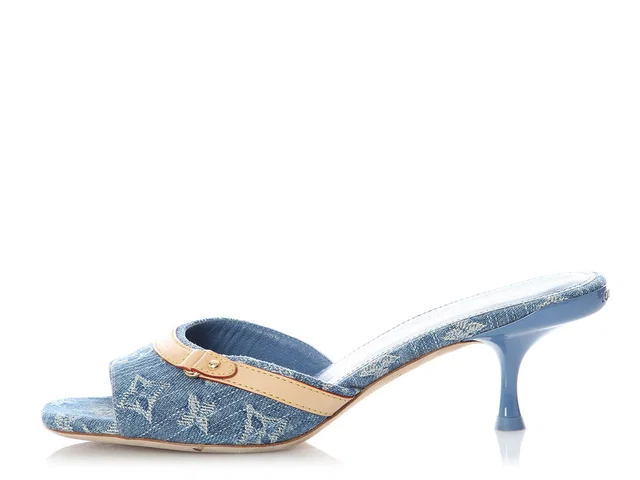 Louis Vuitton Denim Monogram 6am Mules in Denim from Ann's Fabulous Finds