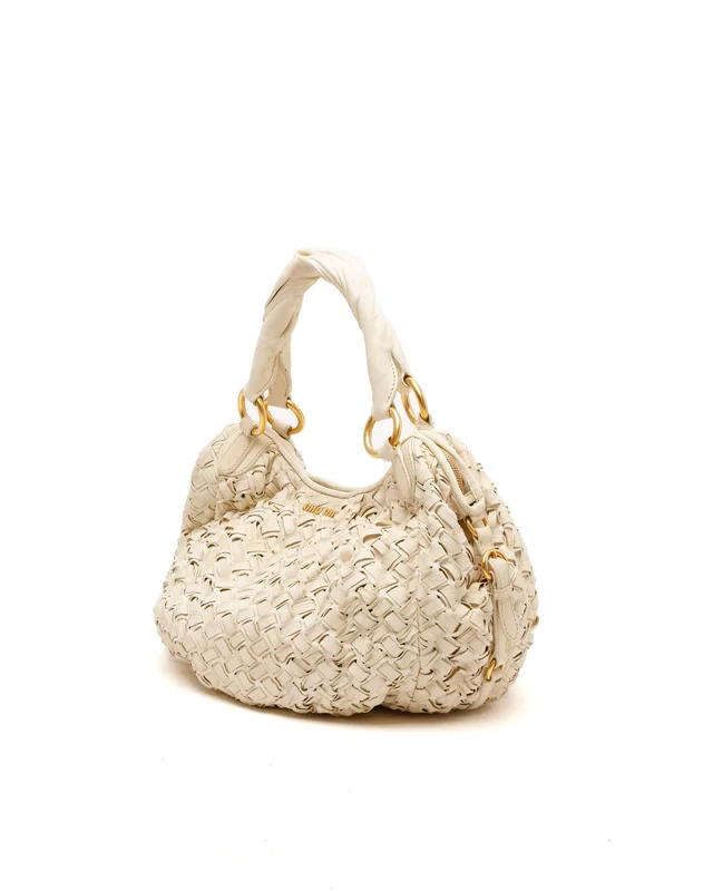 Miu Miu Leather Woven Handle Bag in Woven leather from A Retro Tale, photo 2 of 9