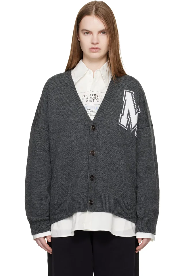 MM6 Maison Margiela Gray Two-In-One Knit Cardigan from SSENSE, photo 1 of 1