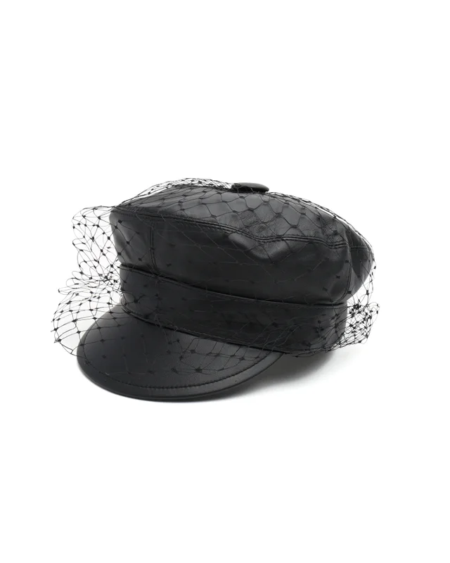 Dior Leather Newsboy Cap, Size 57 in Leather from A Retro Tale