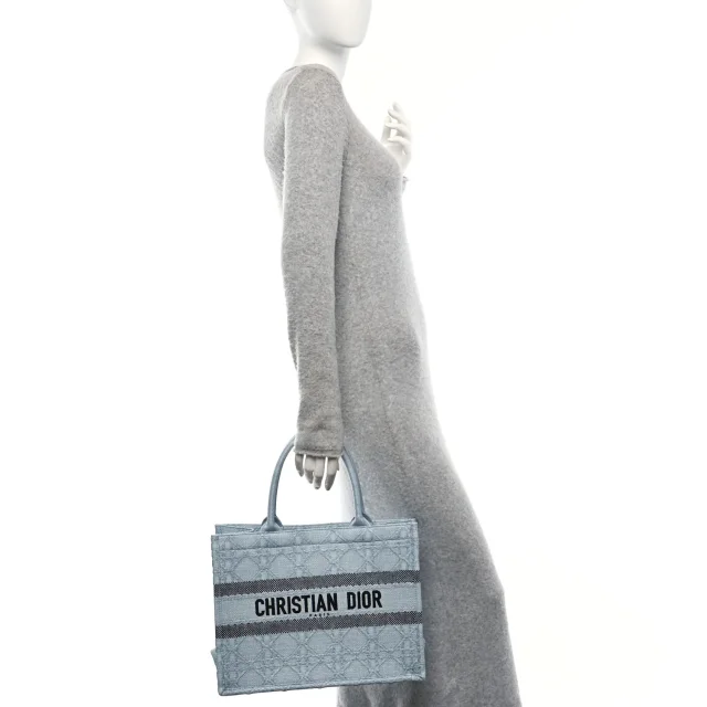 Dior Cannage Medium Book Tote Blue in Blue Raffia from FASHIONPHILE, photo 2 of 11