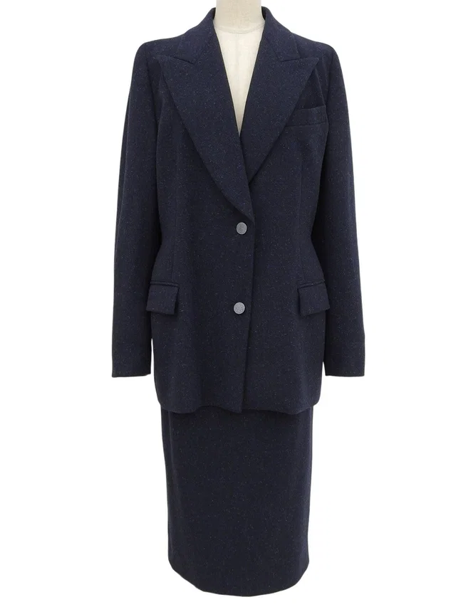 Givenchy Wool Logo Button Set-up Navy in Navy Wool from VINTAGE QOO TOKYO