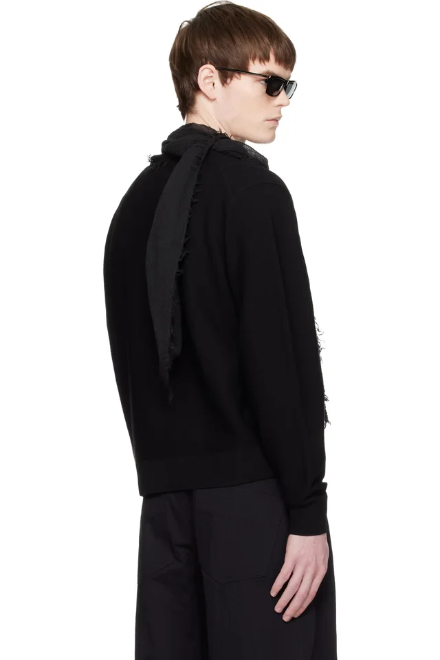 COOR Black V-Neck Merino Wool Layered Sweater, photo 3 of 5 from SSENSE