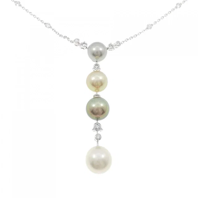 Cartier 18K White Gold Pearl Diamond Necklace in White from LuxUness