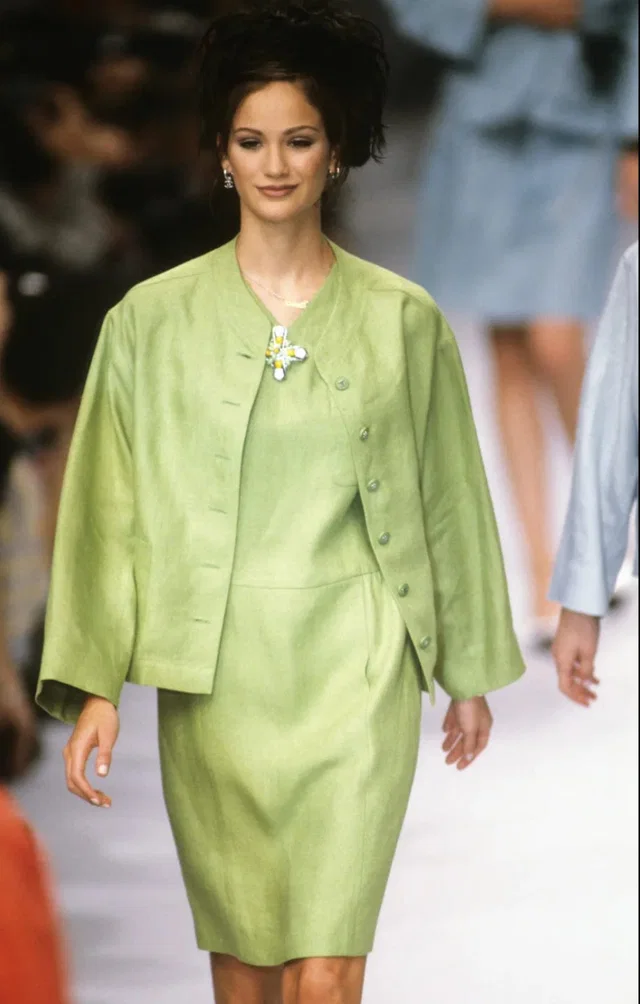 Chanel 1996 spring green linen jacket& dress set in Green from Luxury Promise