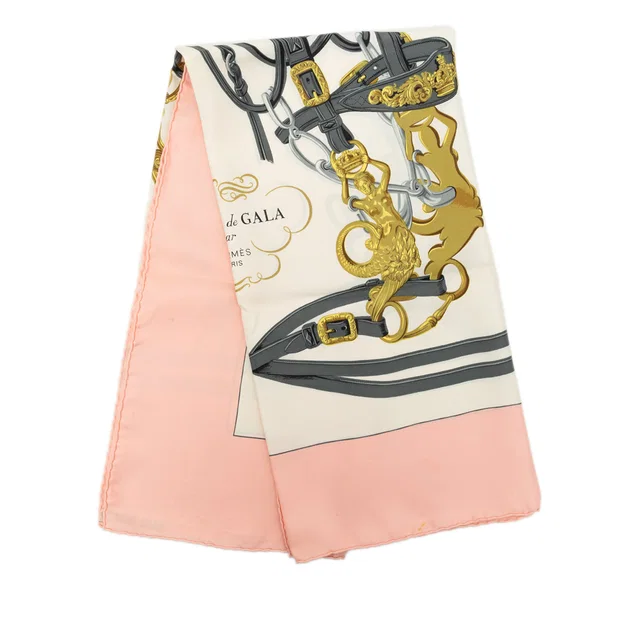 White Hermès Brides de Gala Silk Scarf 90 Scarves in White Silk from Designer Revival