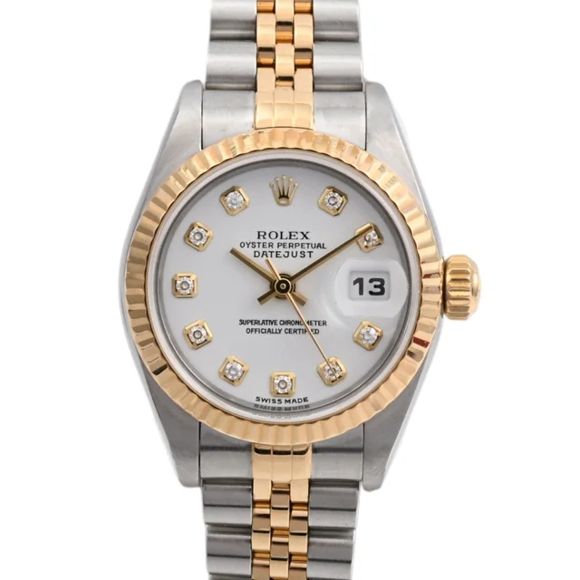 Rolex c. 2001 10-point Diamond Datejust 26mm 79173G Automatic White in White from VINTAGE QOO TOKYO