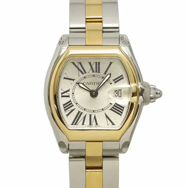 Cartier Roadster SM Combination W62026Y4 Women's Watch, Date, Silver, 18K Yellow Gold, Quartz Watch in Yellow from Luxury Promise