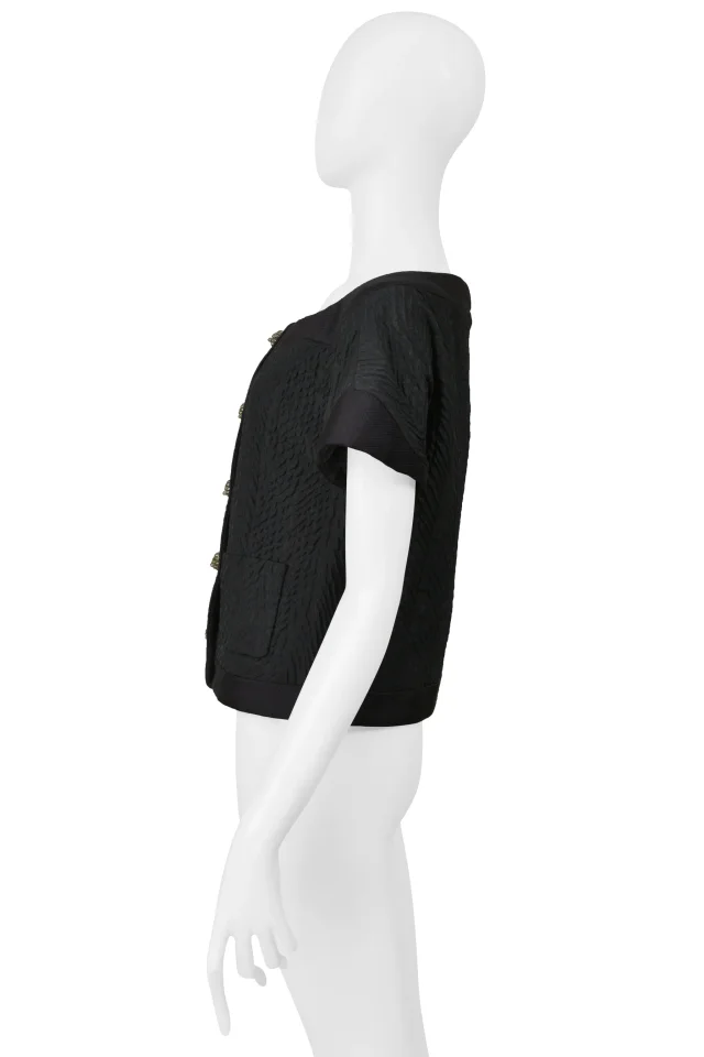 Balenciaga By Ghesquiere Fall 2006 Black Top With Fancy Crystal Bead Buttons in Black Silk from Resurrection Vintage, photo 5 of 6