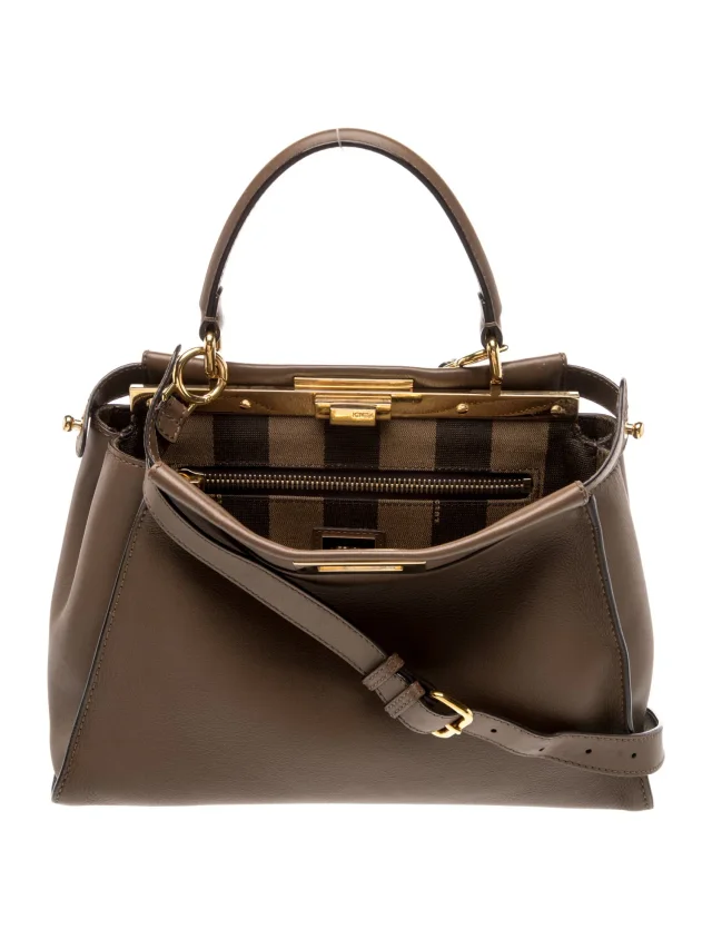 Fendi Leather Peekaboo Medium in gray Leather from The RealReal