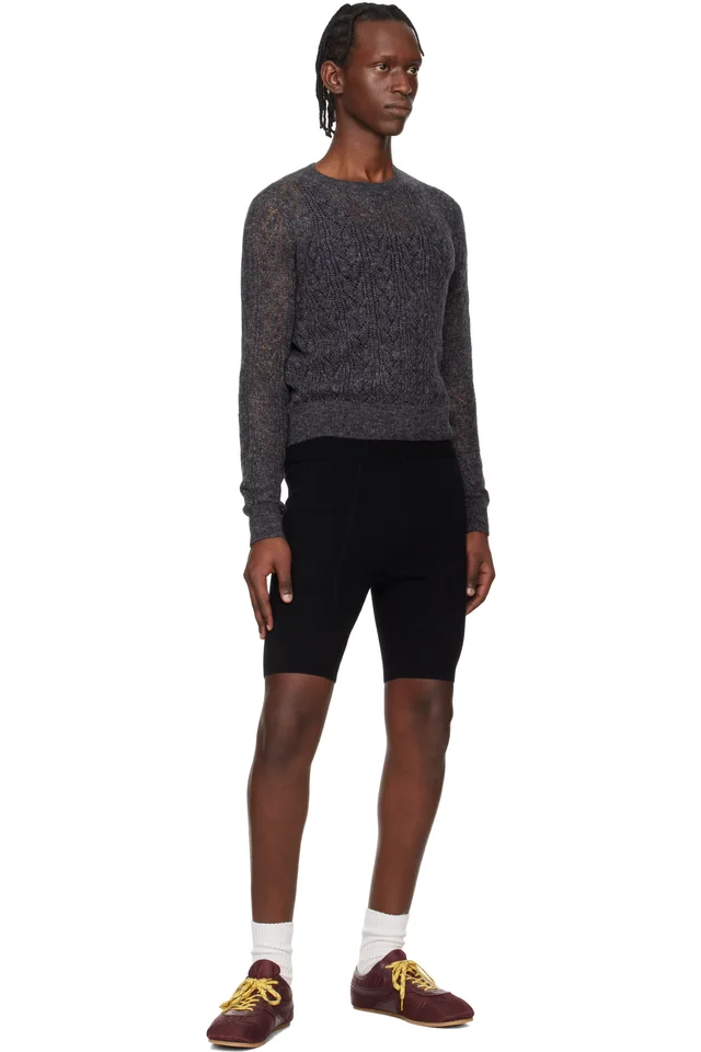 Dries Van Noten Black Rib Knit Biker Shorts, photo 4 of 4 from SSENSE