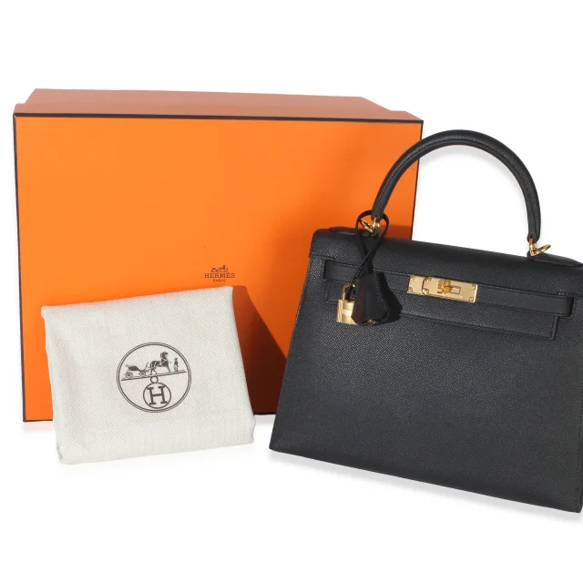 Hermès Epsom Sellier Kelly 28 GHW in Black Epsom leather from myGemma, photo 8 of 13