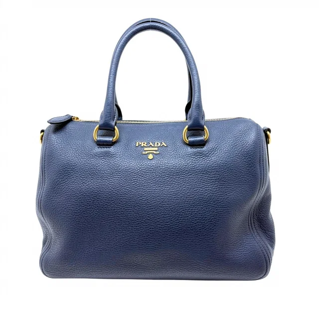 Prada 2-Way Bag Navy Leather in Navy Leather from The Reluxe