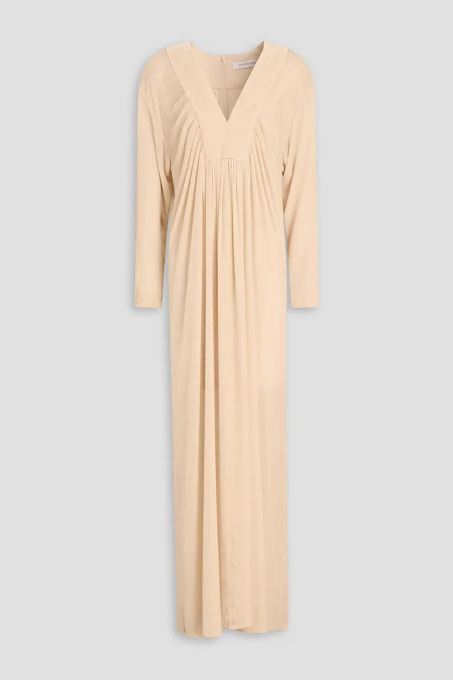 Zimmermann Ruched Velvet V-Neck Maxi Dress in Beige from THE OUTNET, photo 1 of 1