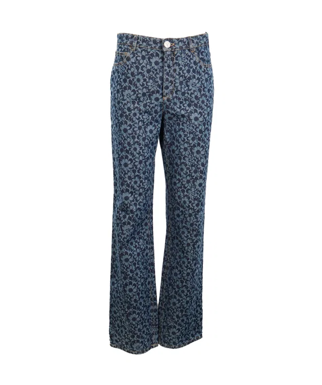 Chanel 24B Floral Print Denim Jeans Size 40 in Denim from Luxury Promise