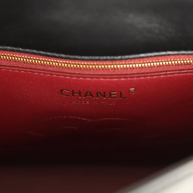 Chanel CC Messenger Bag Black Lambskin Gold Hardware in Black Lambskin from Madison Avenue Couture, photo 9 of 10