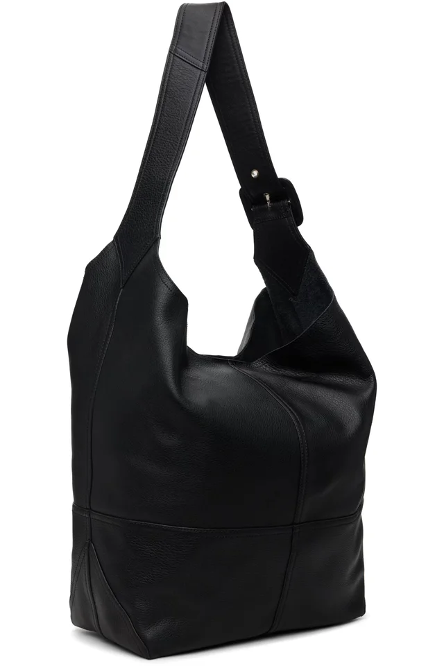 AMI Paris Black Taurillon Leather Etienne Crossbody Bag, photo 3 of 4 from SSENSE