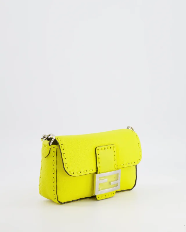 Fendi Yellow Leather Mini Baguette Bag in Yellow Leather from Sellier, photo 3 of 19