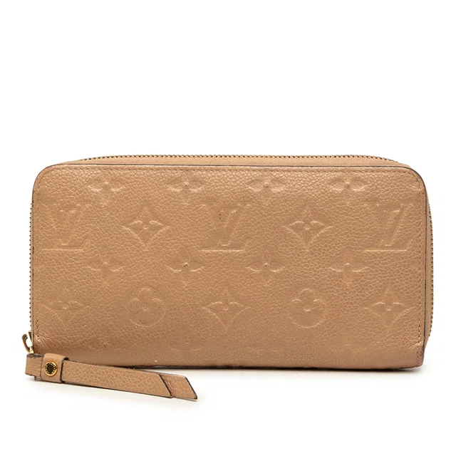 Tan Louis Vuitton Monogram Empreinte Zippy Wallet Long Wallets in Brown Leather from Designer Revival