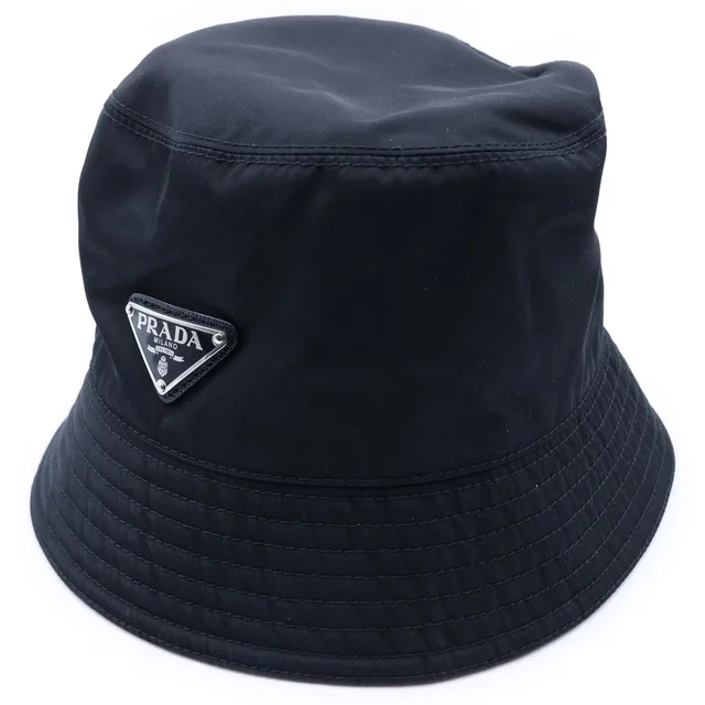Prada Re-Nylon Bucket Hat Triangle Logo Black in Black Nylon from The Reluxe