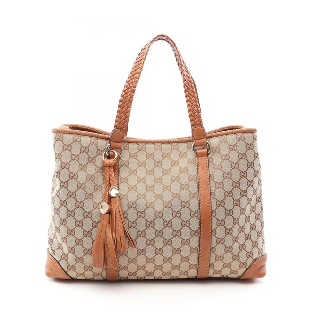 Gucci Tote Bag Marrakech GG Canvas Beige Brown in Brown Canvas from The Reluxe