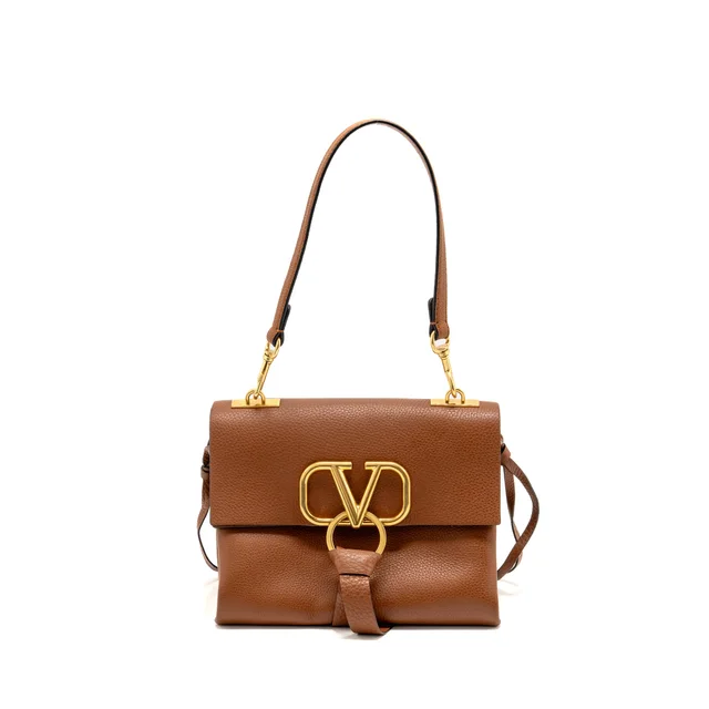 Valentino Garavani VRing Small Shoulder Bag Calfskin Brown GHW in Brown Calfskin from EMIER