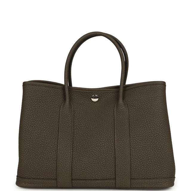 Hermès Garden Party 30 Vert Loden Negonda Palladium Hardware in Green Leather from Madison Avenue Couture